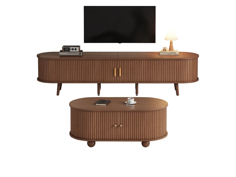  Ensemble meuble tv et table basse modenvie 2 pièces en mdf noyer 170 x 40 x 42 cm  - Conforama A