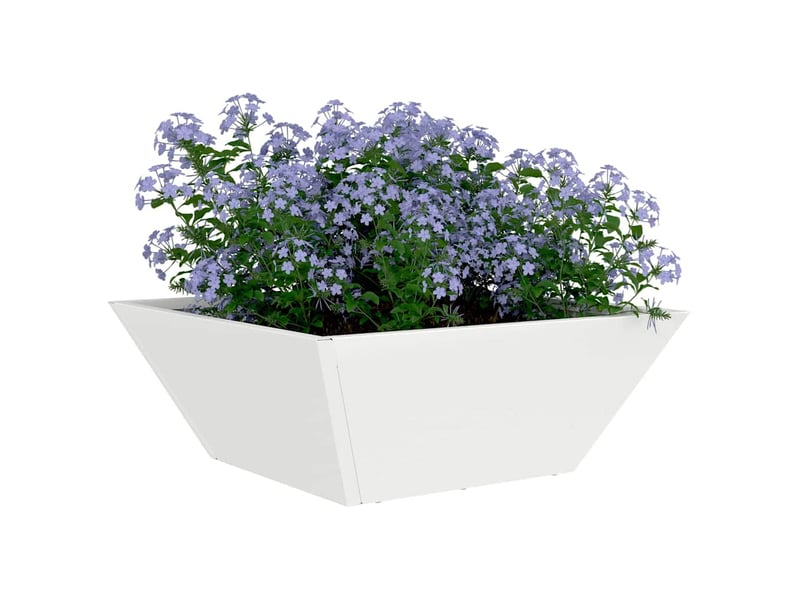 Jardinière - cache-pot de jardin blanc 40 x 40 x 15 cm acier laminé à froid - Conforama C