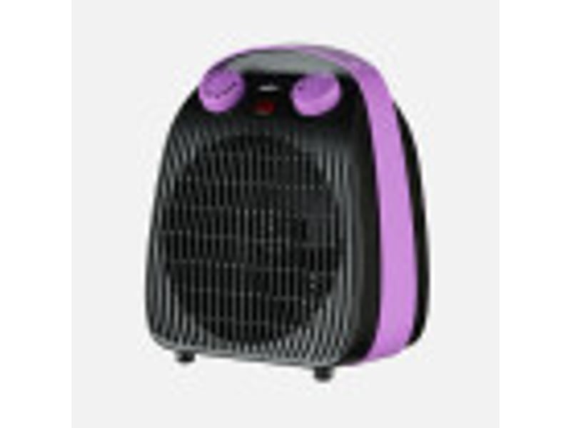  Chauffage soufflant ABRILA Burlete 2000 W noir et lilas, 2 puissances, 3 fonctions, thermostat réglable et sécurité anti-basculement 279422019 - Conforama B
