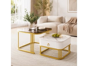 Table basse carré(e) coloris bicolore STILVORA - 60 cmx50 cm
