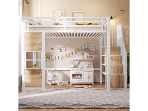 Lit mezzanine 140x200 cm <strong></strong> <strong>Bubbly</strong> coloris blanc