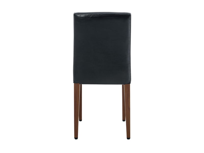  Lot de chaises 6 pièces revêtement cuir pu noir chaise repas à pieds métal aspect noyer style minimaliste  - Conforama A