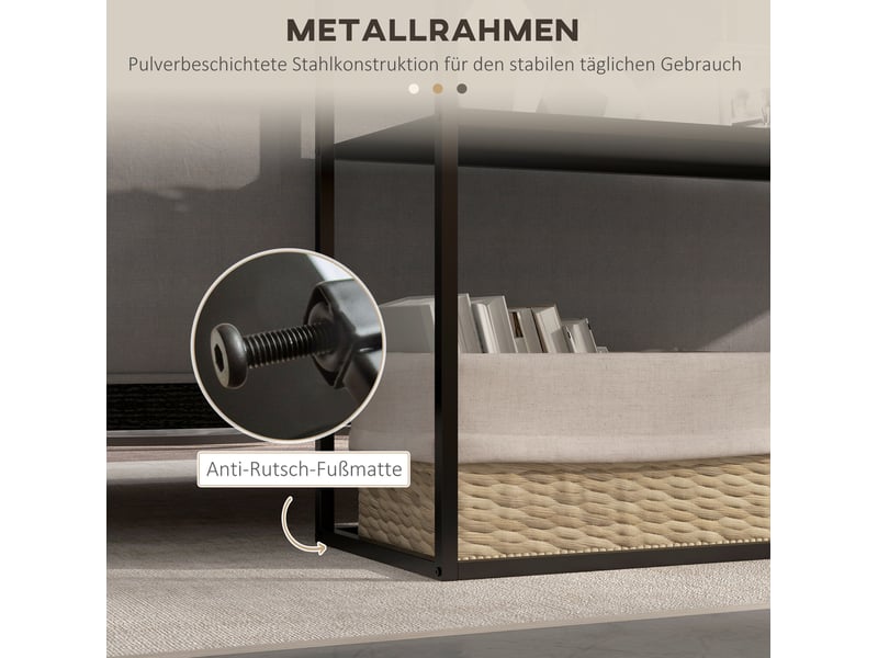  Table console d'entrée 90x30x75 cm – noir – 2 étagères ouvertes et dispositif anti-basculement en acier  - Conforama E