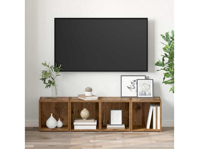  Ensemble meuble tv - banc tv - meuble de rangement 2 pcs bois ancien bois d'ingénierie  - Conforama D