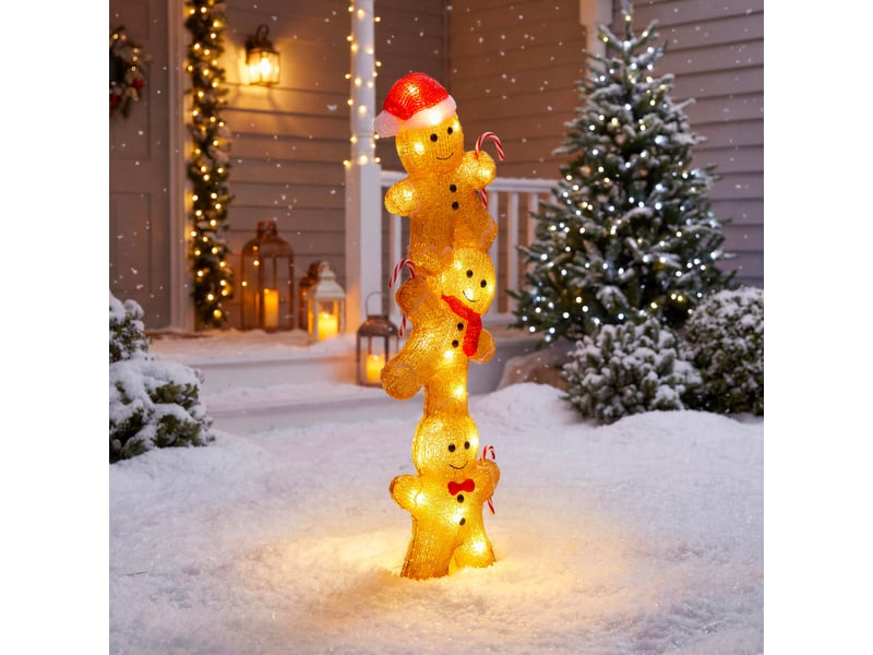  Lot de 3 pains d'épices de noël lumineux d'extérieur 50 led 8 fonctions h. 59 cm sur secteur  - Conforama B