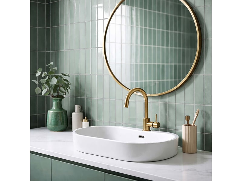  Sticker mural carrelage kalix 30x25cm vert sauge  - Conforama C