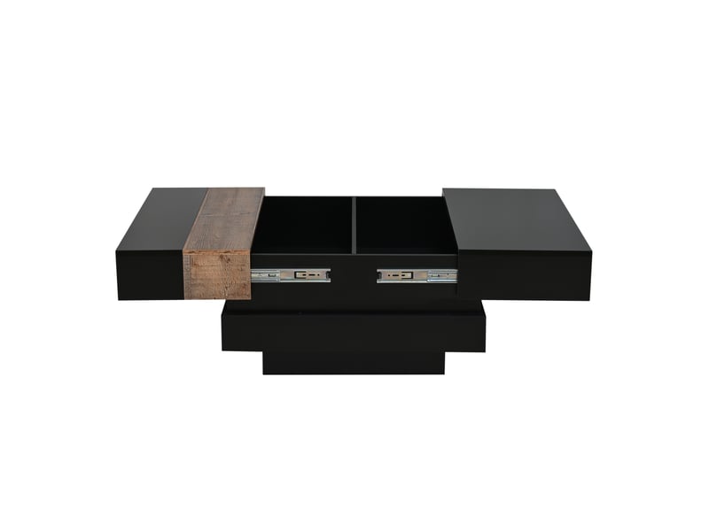  Table basse carrée 70x70 extensible avec rangement caché mdf noir brillant  - Conforama R