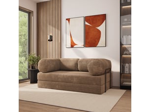 Canapé droit compressé convertible <strong>MASSENO</strong> <strong>ALVIO TILIA 17 + STELAZ</strong> 3 places Velours côtelé TILIA 17