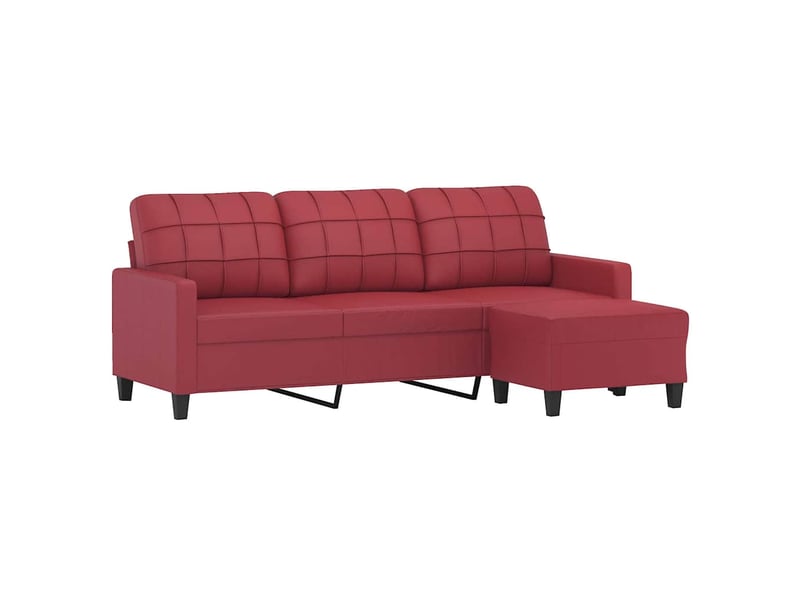  Canapé droit, sofa, canapé à 3 places repose-pieds rouge bordeaux 180 cm similicuir cf20570  - Conforama C