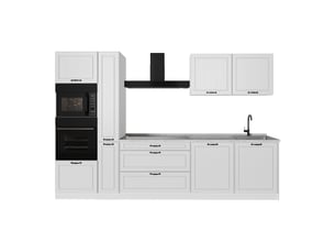 Vicco cuisine, blanc campagneblanc, 310cm plan de travail marbre
