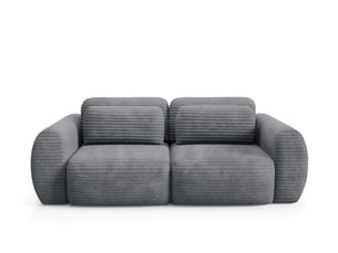 Canapé droit convertible   4 places Tissu gris avec coffre de rangement