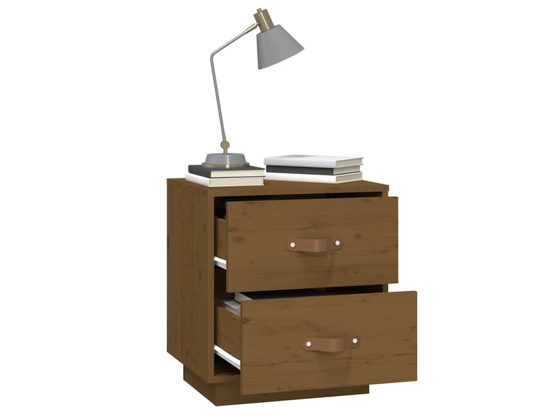  Lot de 2 tables de chevet - cabinet de chevet - table de nuit marron miel 40x34x45 cm bois pin massif  - Conforama D