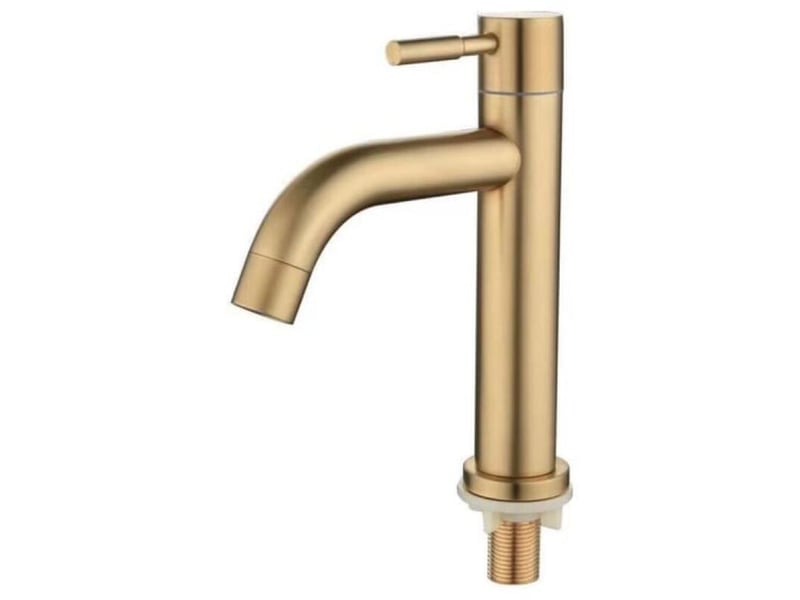  304 or brossé unique robinet de bassin froid en acier inoxydable robinet de salle de bain 4 points interface robinet court  - Conforama A