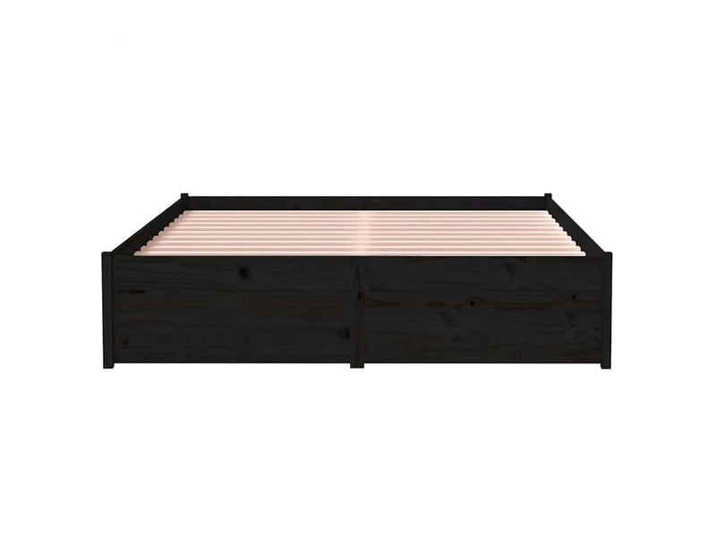  Lit double- lit adulte -  cadre de lit sans matelas noir bois massif 120x190 cm  - Conforama D