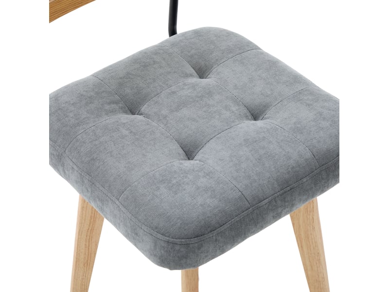  Lot de 2 chaises pivotantes 360° 43x50x77 cm – gris – dossier en rotin tressé, assise rembourrée en chenille  - Conforama E