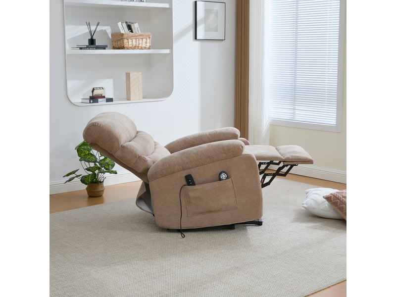 Fauteuil relax électrique releveur massant et chauffant en chenille taupe Fay Lum - Conforama D