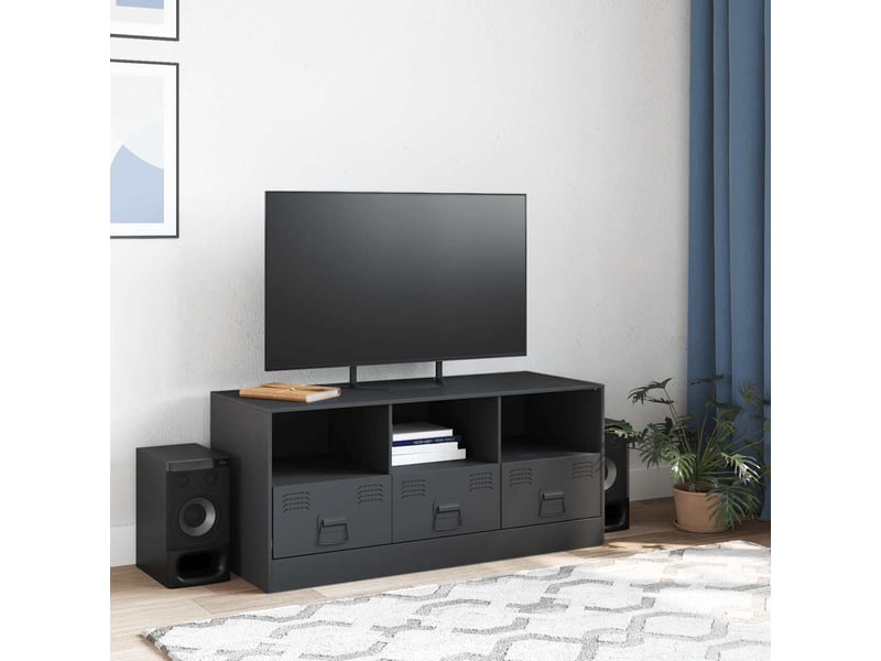  Meuble tv - banc tv - meuble de rangement anthracite 99x39x44 cm acier  - Conforama C