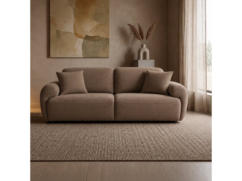 Canapé 3 places avec dossier amovible en tissu taupe - Conforama E