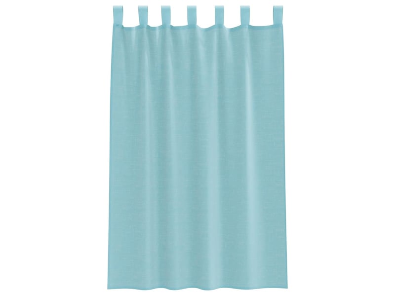 Lot de 2 rideaux en voile, voilages avec boucles turquoise 140x175 cm cf44332 - Conforama D