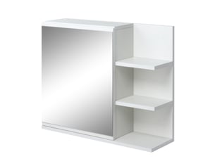 Armoire miroir de salle de bain avec étagère 3 étagères latérales kit installation murale fourni en bois aspect blanc