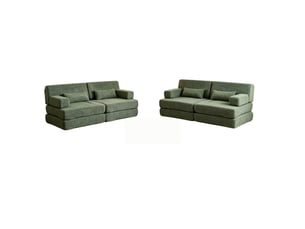 Canapé droit, convertible 2 en 1, sofa modulaire en velours chenille, avec armature métallique, dossier réglable, 4 places, 80 x 90 x 182 cm, vert