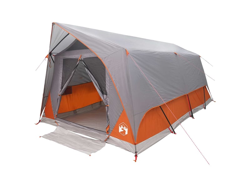 Tente tunnel, tente de camping 6 personne gris et orange polyester et acier - Conforama A