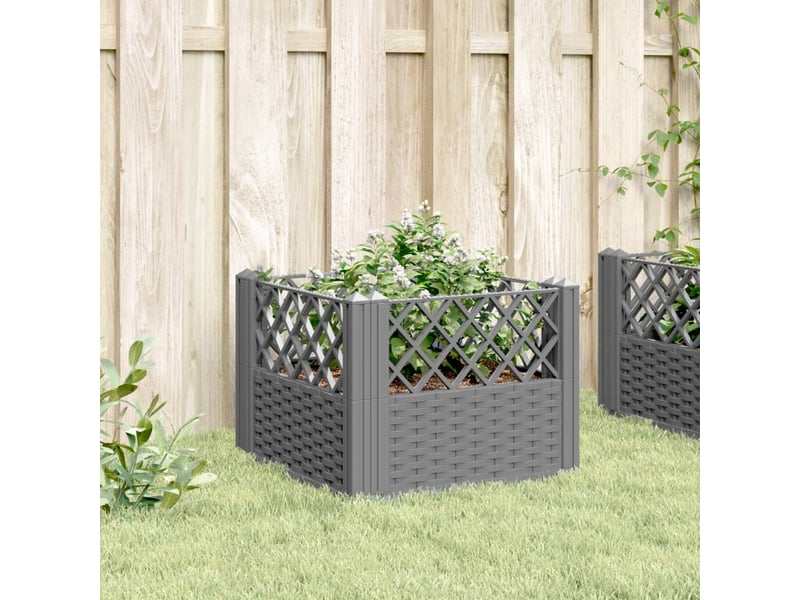  Jardinière - bac à fleurs avec piquets gris clair 43,5x43,5x43,5 cm pp  - Conforama C