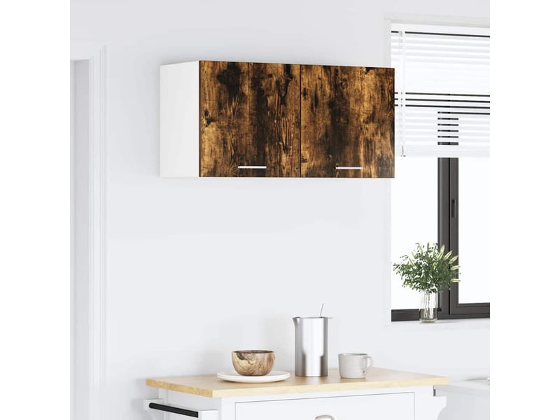  Meuble de rangement cuisine, armoire suspendue chêne fumé 80x31x40cm bois d'ingénierie  - Conforama D