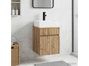 Meuble-sèche avec évier mural chêne artisanal 39x41x62.5 cm