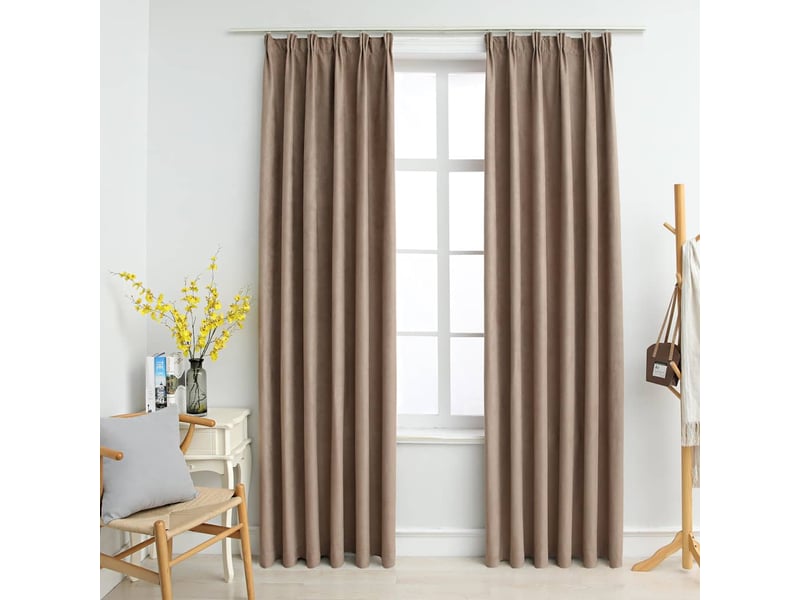  Lot de 2 rideaux occultants, rideaux black-out avec crochets taupe 140x225 cm cf44888  - Conforama B