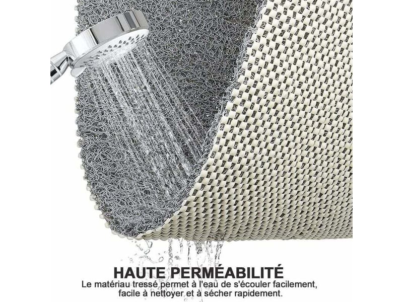  Tapis de douche antidérapant pvc luffa 60x60cm. Massage, trous de drainage, séchage rapide pour salle de bain.  - Conforama C