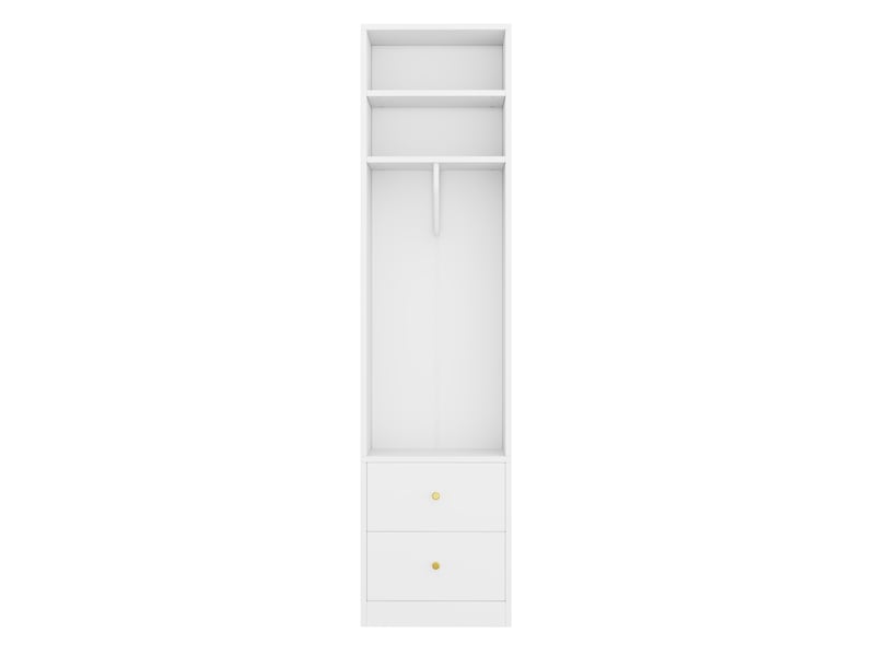  Armoire ouverte,50x30x200 cm,avec 2 tiroirs,mdf et acier,blanche  - Conforama D