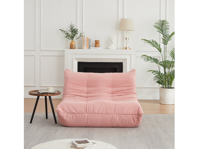  Fauteuil lounge modenvie sans accoudoirs en tissu chenille rose 127 x 99 x 83 cm  - Conforama E