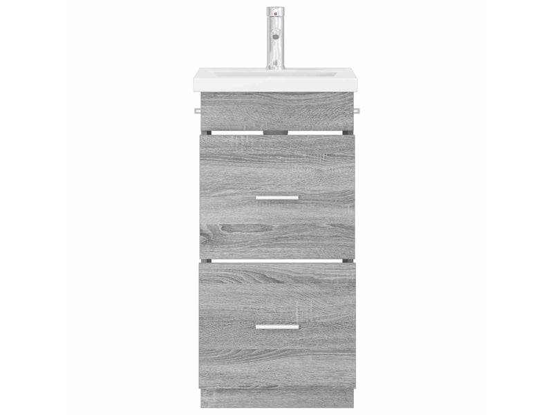 Meuble salle de bain avec évier, meuble de rangement sonoma gris shl8125 - Conforama C