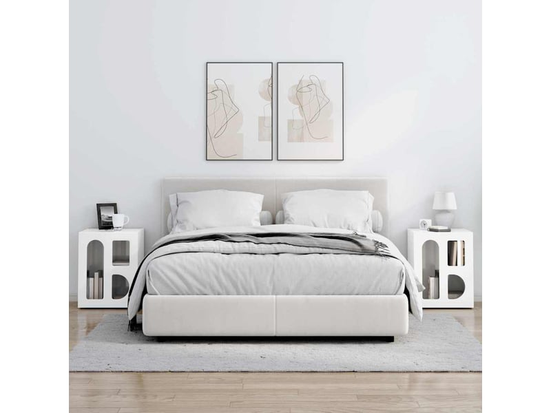  Table de chevet - cabinet de chevet - table de nuit elst 2 pc blanc brillant 40 x 35 x 50 cm  - Conforama C