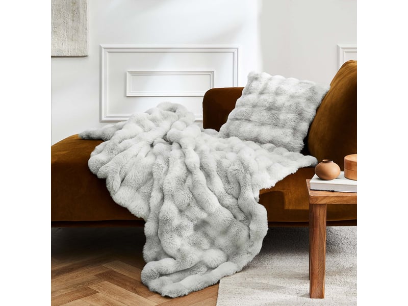  Plaid fourrure chaud gris 125x150 mounty  - Conforama C