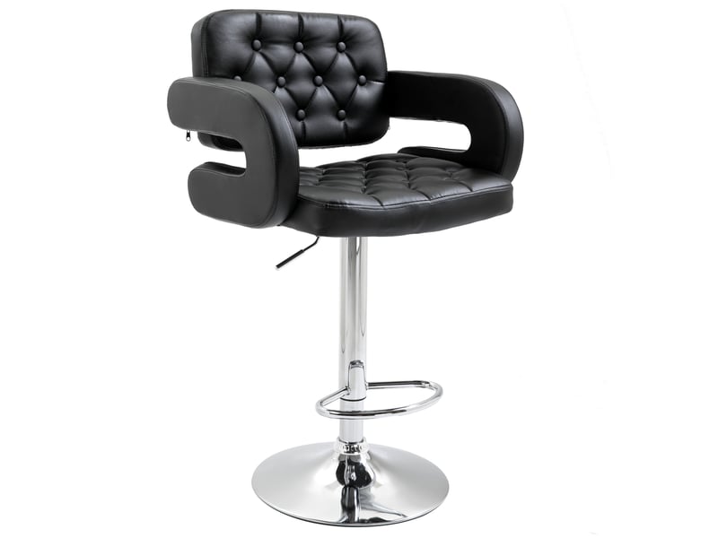  Tabouret de bar pivotant chaise de bar réglable en hauteur avec dossier repose-pieds et accoudoirs 61x50x93-113cm noir  - Conforama A