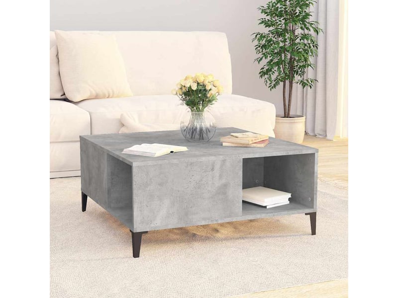  Table basse - table de salon - table à thé gris béton 80x80x36,5 cm bois d'ingénierie  - Conforama C