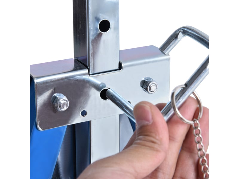  Paire de tréteaux de chantier réglables 68 x 58 x 80-130 cm bleu acier, charge 200 kg, pliables  - Conforama D