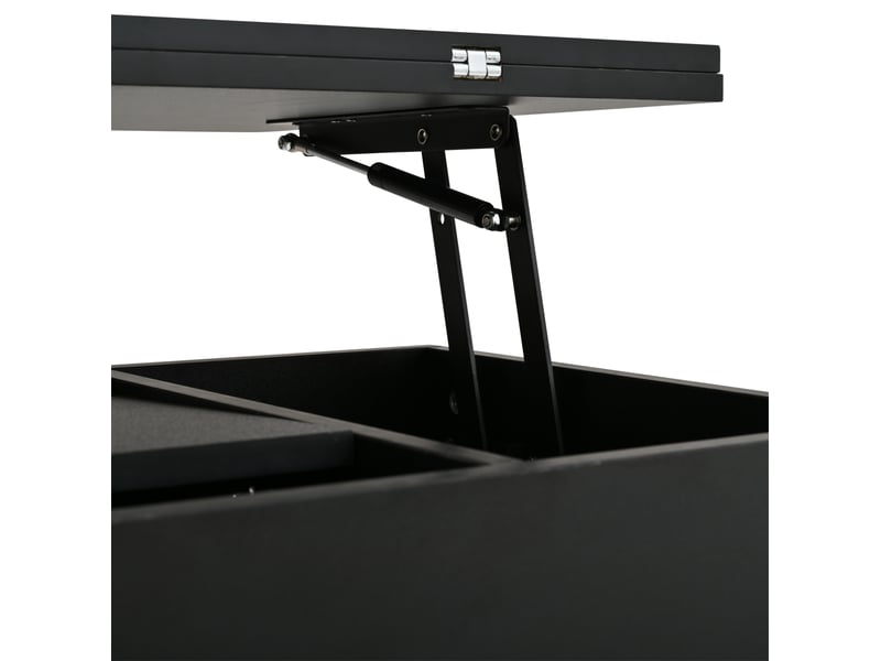 Table basse relevable avec rangement caché, prises et led, plateau réglable, pour salon, noir, 100 × 50 × 51,5 cm - Conforama E