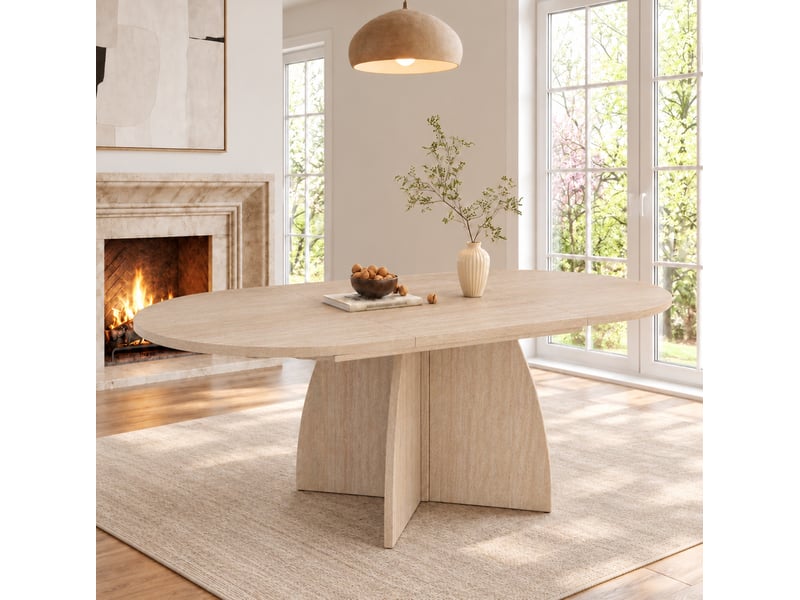 Table à manger extensible 120180x90x75 cm mdf coloris naturel - Conforama B