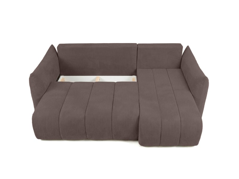  Canapé d'angle lysia mini réversible et convertible en velours côtelé - marron glacé LYSIA - Conforama C