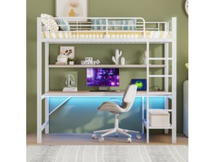 Lit mezzanine 90x200 cm <strong></strong>  <strong></strong> coloris blanc