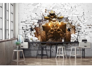 Papier peint panoramique intissé garçon quad brun - 350x250 cm - papier peint enfant