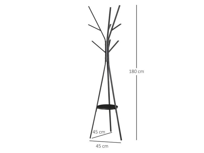  Porte-manteau sur pied 180 cm 3 tringles et 8 crochets plateau de rangement en mdf structure en métal robuste base tripode stable surface déperlante et entretien facile  - Conforama B