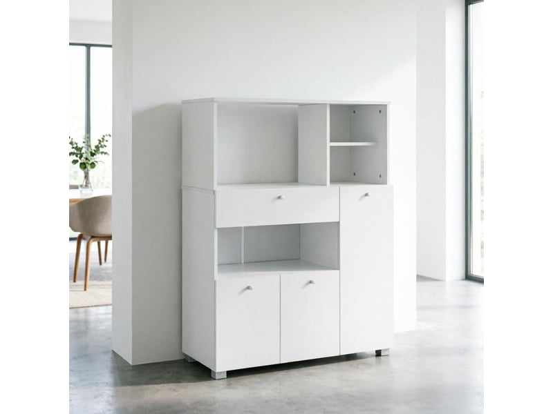  Buffet meuble de rangement polyvalent étagères ouvertes tiroir pratique style élégant meuble de polyvalent meuble sur pied  - Conforama B