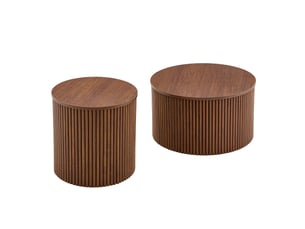 Lot de 2 tables basses gigognes en mdf avec rangement noyer chicfurn