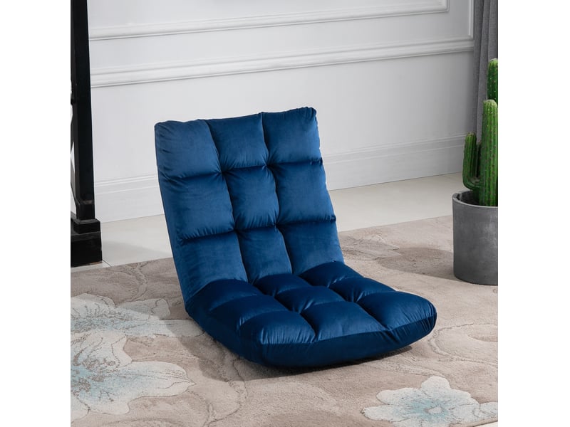  Canapé droit convertible 2 places en tissu bleu, dossier réglable 5 positions, idéal pour recevoir vos invités  - Conforama B