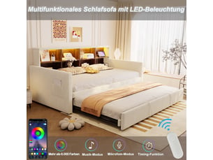Lit avec rangement 90x190 cm <strong>ZOVIRA</strong> <strong></strong> coloris beige