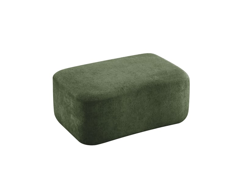Repose-pied pouf modulaire avec mousse haute résilience sans cadre et revêtement en velours, vert, 96 × 69 × 45 cm - Conforama A
